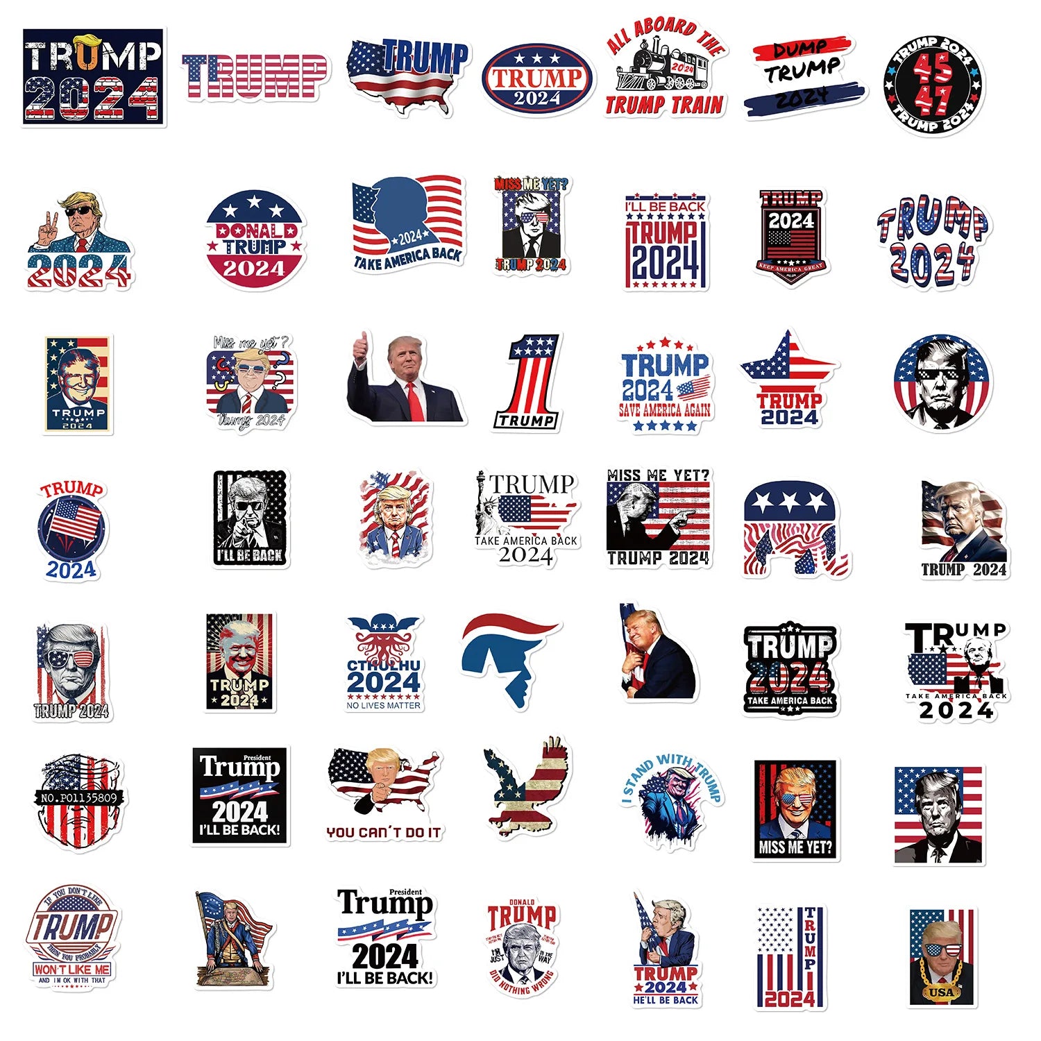 50Pcs Donald Trump 2024 Stickers, Trump Decal for Laptop, Phone, Car, Water Bottle